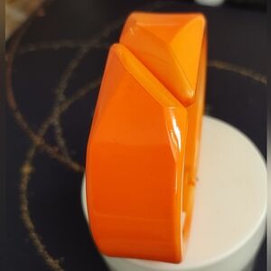 Orange Bakelite or Lucite Hinged Bangle